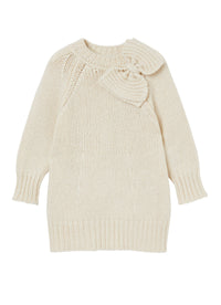 Knitted dress with bow - Latte