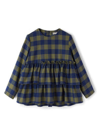 Check shirt with ruffles - Verde Corteccia