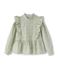 Microflower shirt with ruffles - Muschio