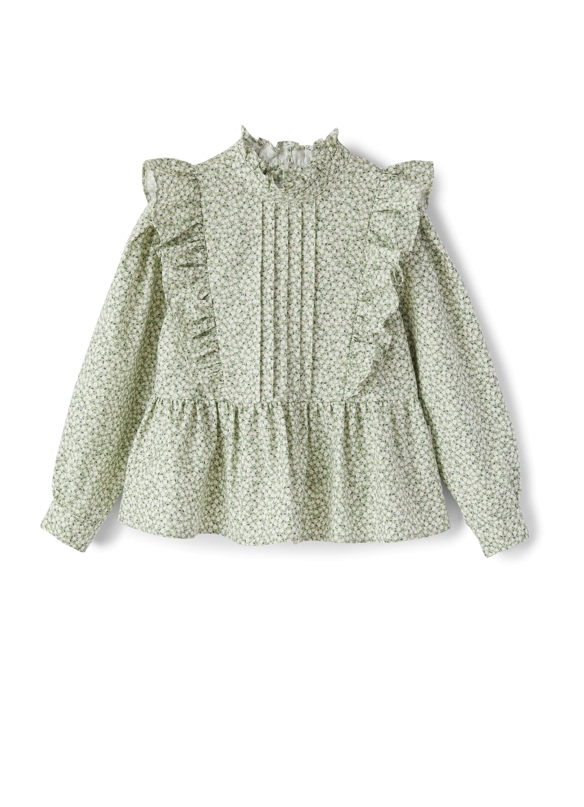 Microflower shirt with ruffles - Muschio