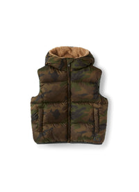 Sleeveless camouflage padded jacket - Verde Mimetico