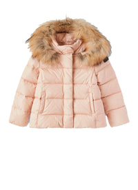 Short padded jacket with fur - Quarzo Rosa