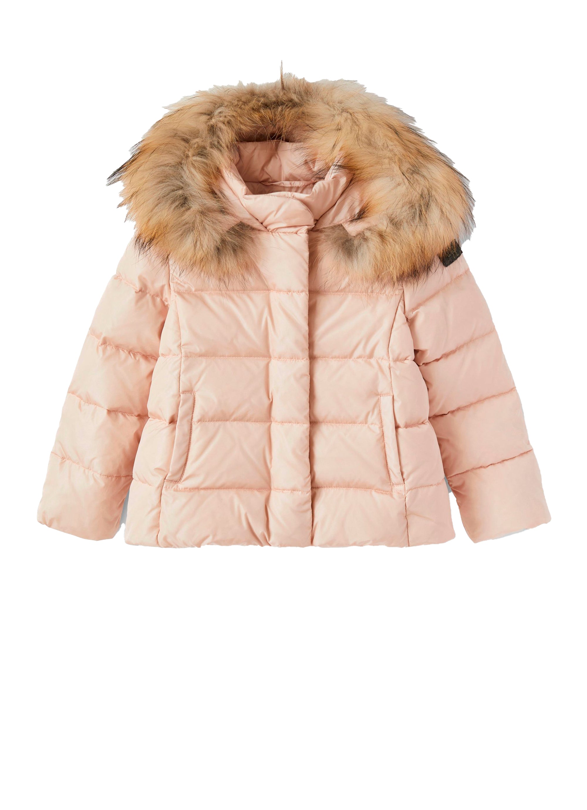 Short padded jacket with fur - Quarzo Rosa