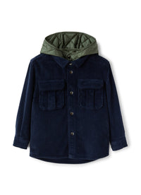 Velvet overshirt - Blue & Abete Argenteo