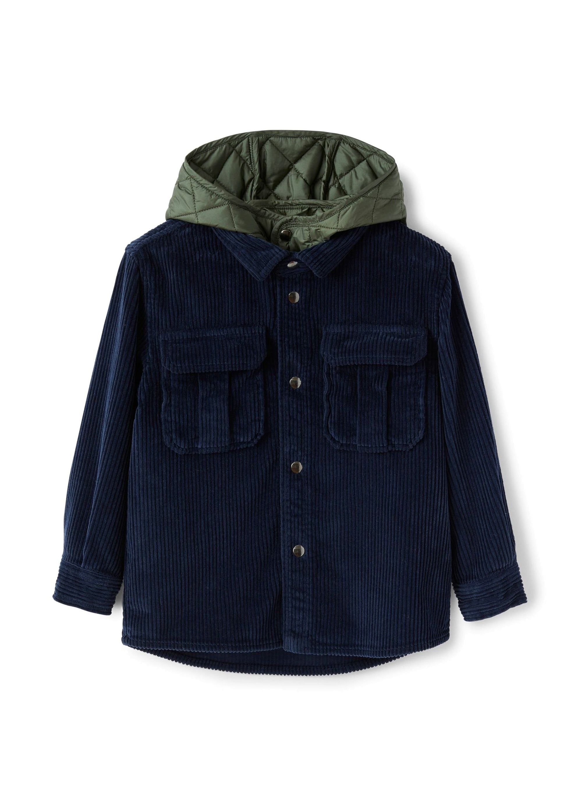 Velvet overshirt - Blue & Abete Argenteo