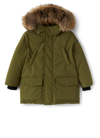 Military parka with fur - Verde Mimetico