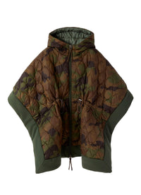 Camouflage poncho with drawstring - Verde Mimetico