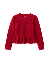 Jumper with ruffle at hem - Fuxia