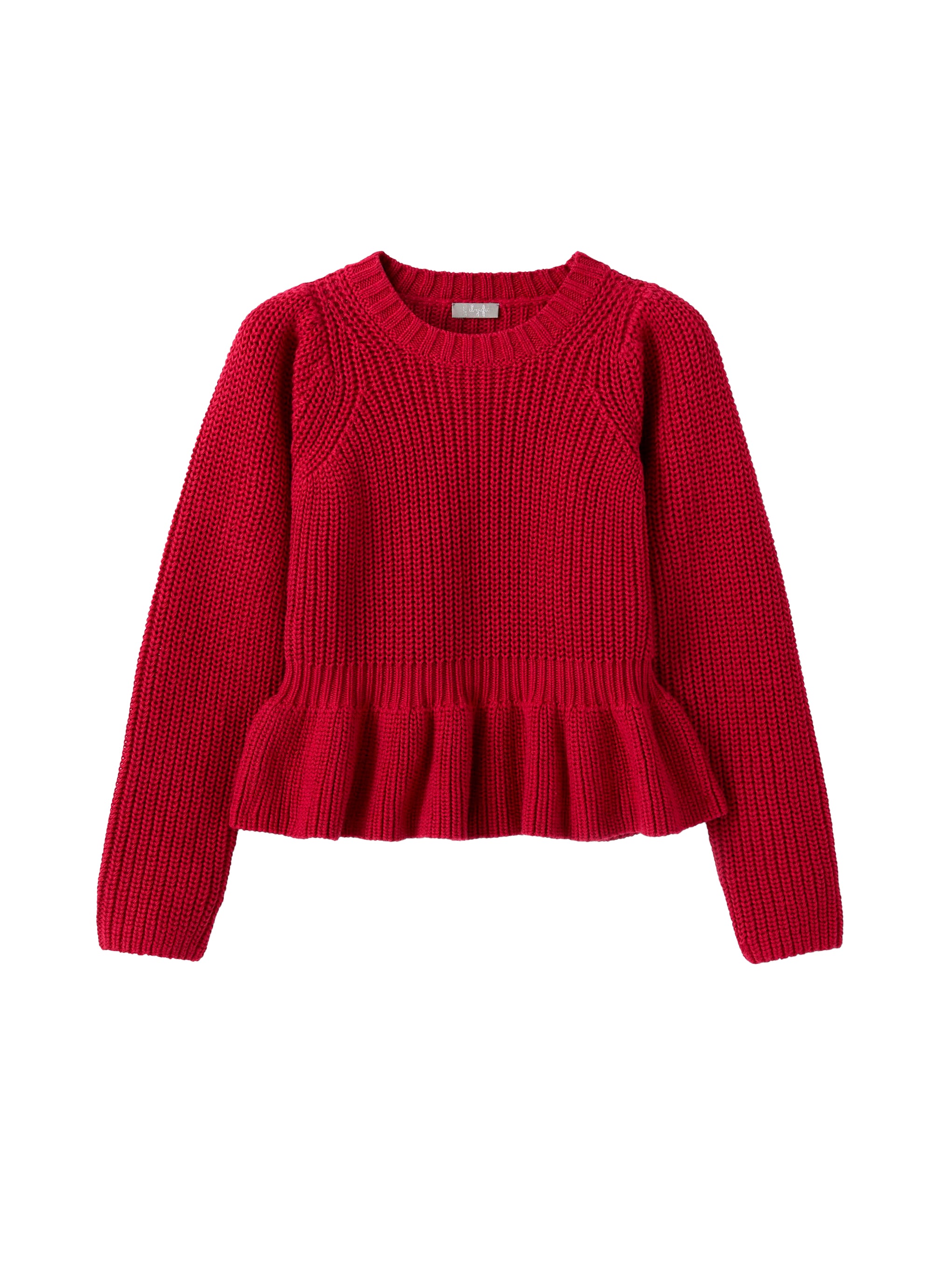 Jumper with ruffle at hem - Fuxia