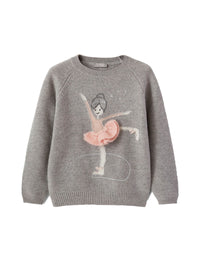 Jumper with embroidered wool skater - Nube & Quarzo Rosa