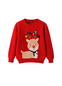 Christmas jumper with reindeer and wool pompons - Bacca
