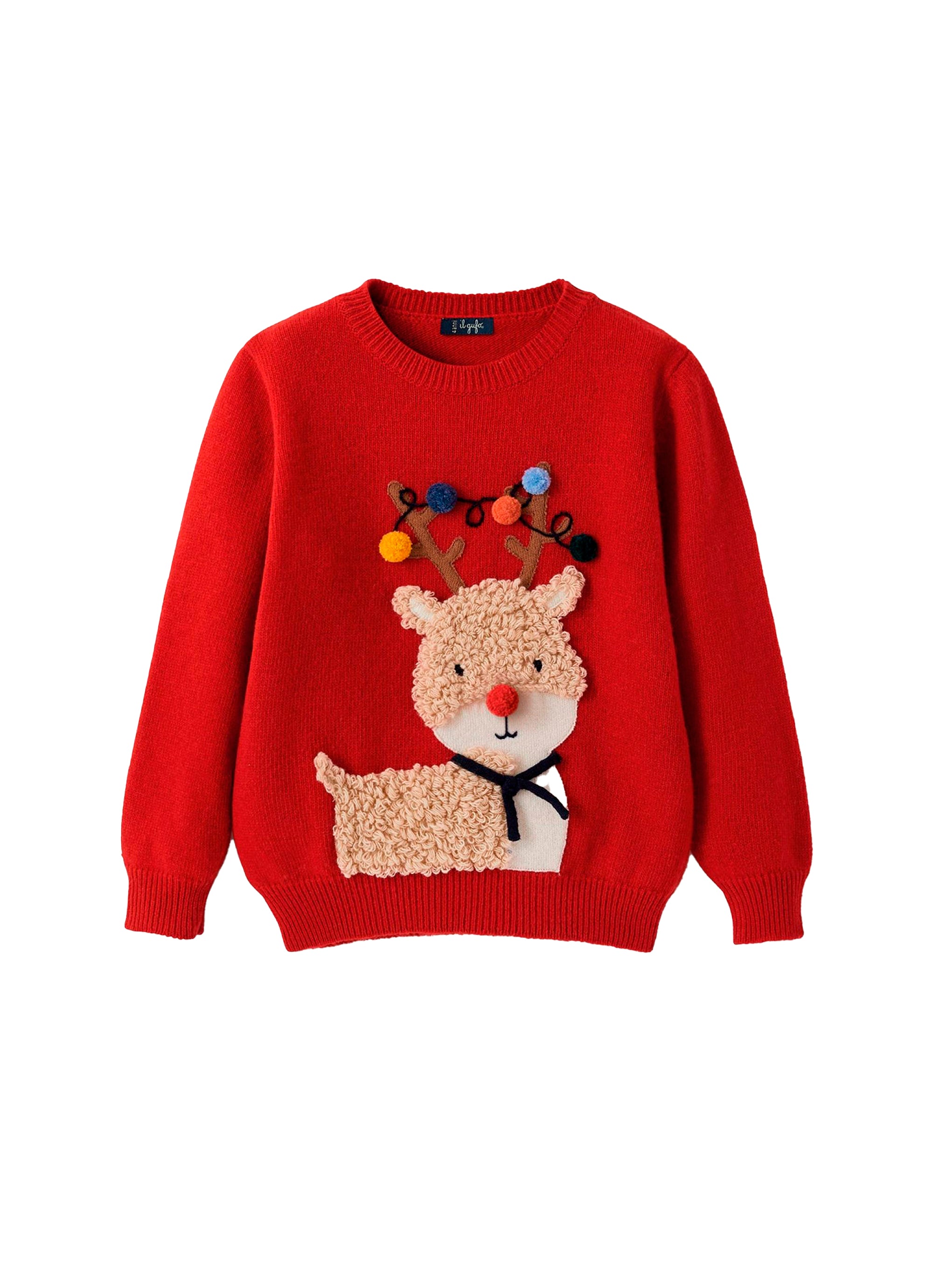 Christmas jumper with reindeer and wool pompons - Bacca