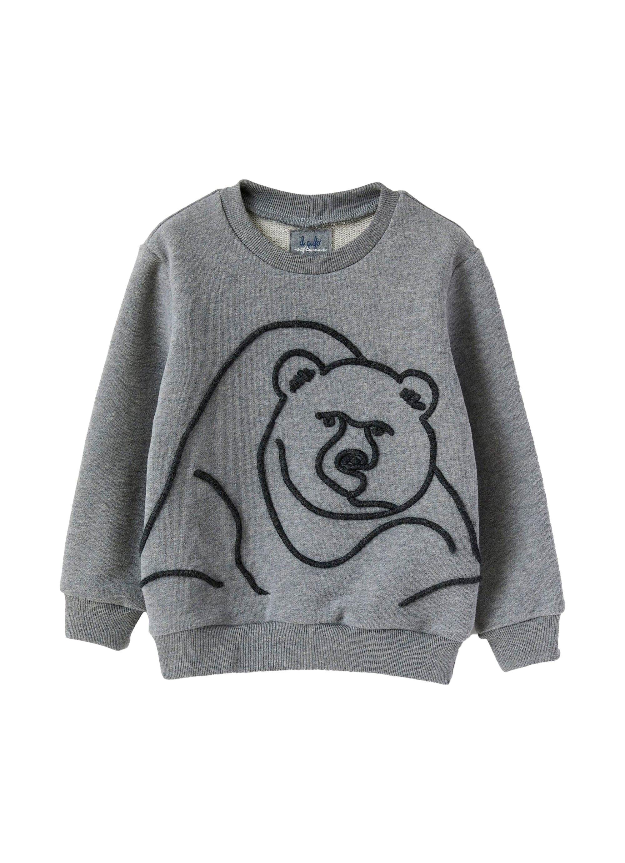 Sweatshirt with embroidered bear - Grigio & Nero