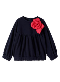 Floral quilted sweatshirt - Blue & Barbabietola