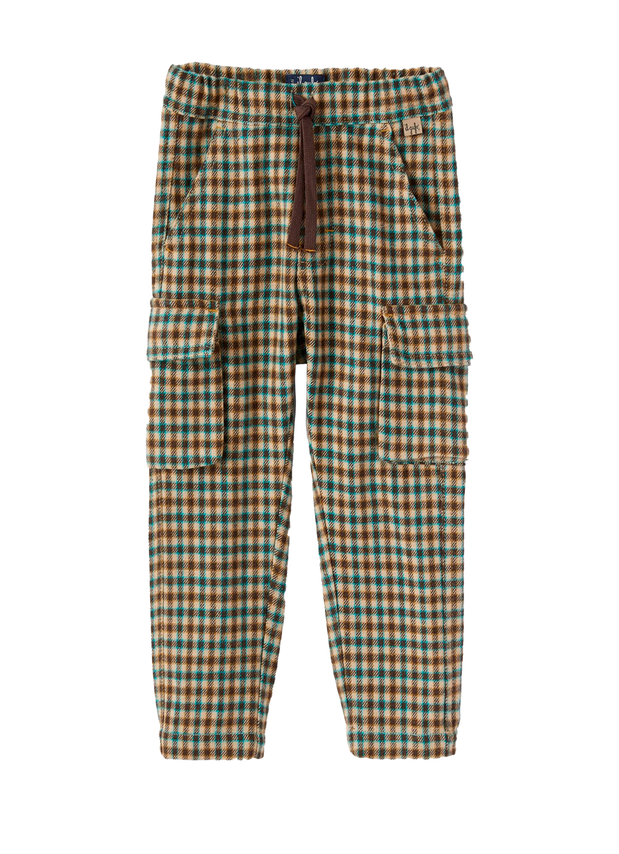Cotton flannel cargo trousers - Castagno