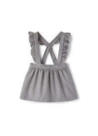 Flounced flannel dungarees - Grigio Nickel