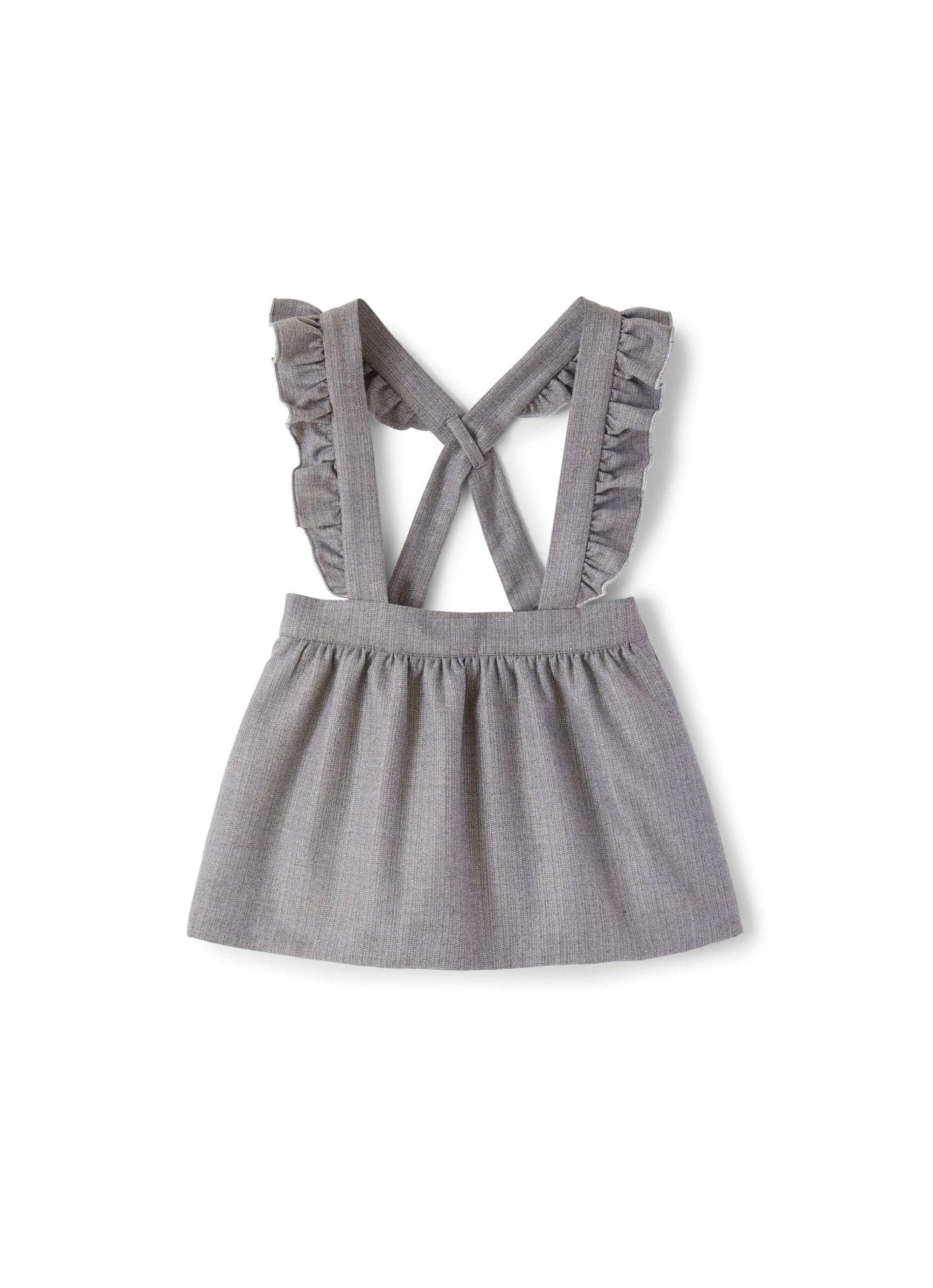 Flounced flannel dungarees - Grigio Nickel
