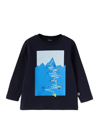 T-shirt with path print - Blue & Nuvola