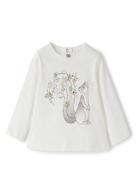 Squirrel print T-shirt - Latte & Muschio