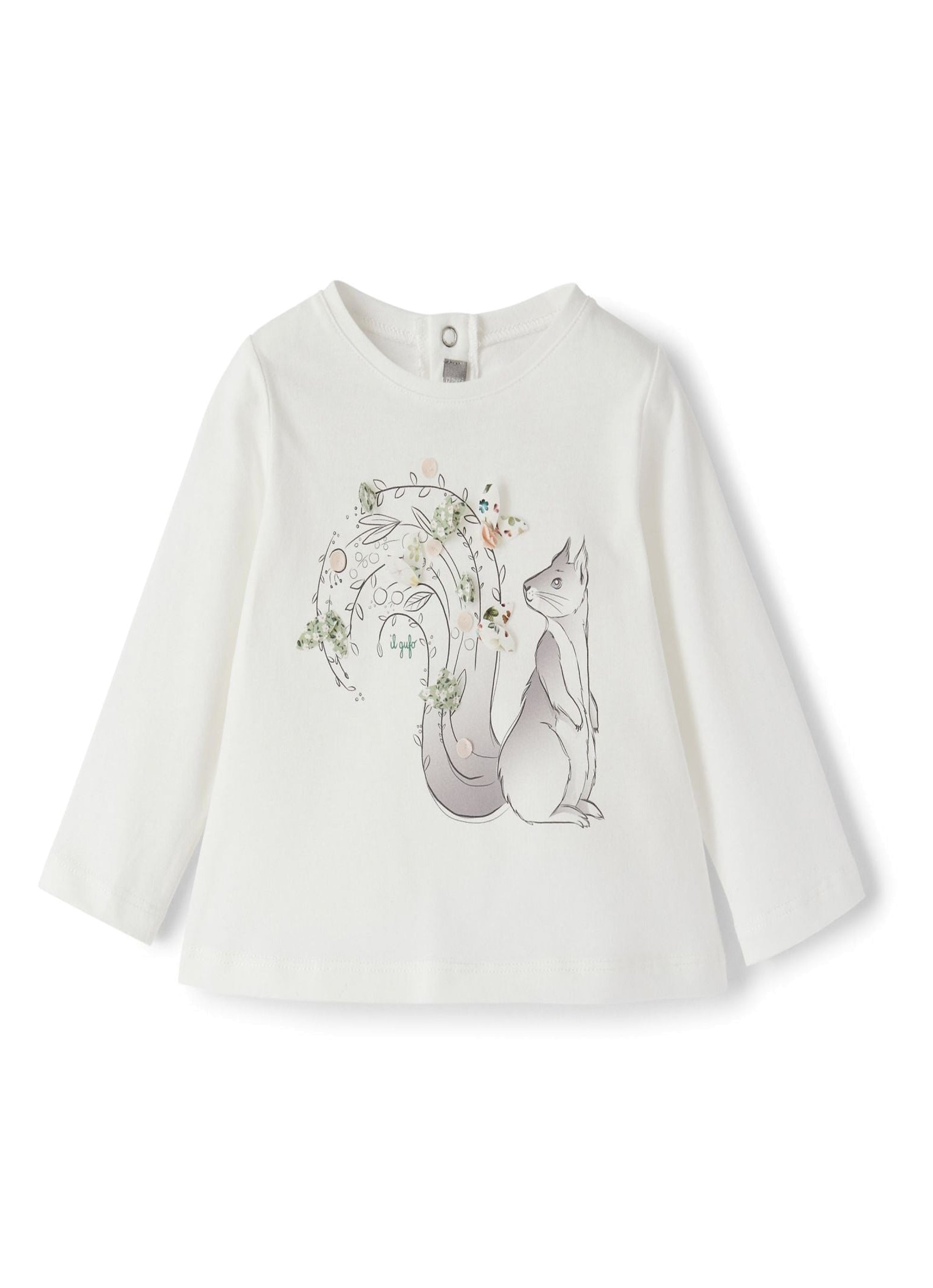 Squirrel print T-shirt - Latte & Muschio