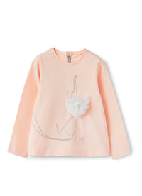 T-shirt with skater embroidery - Quarzo Rosa & Bianco