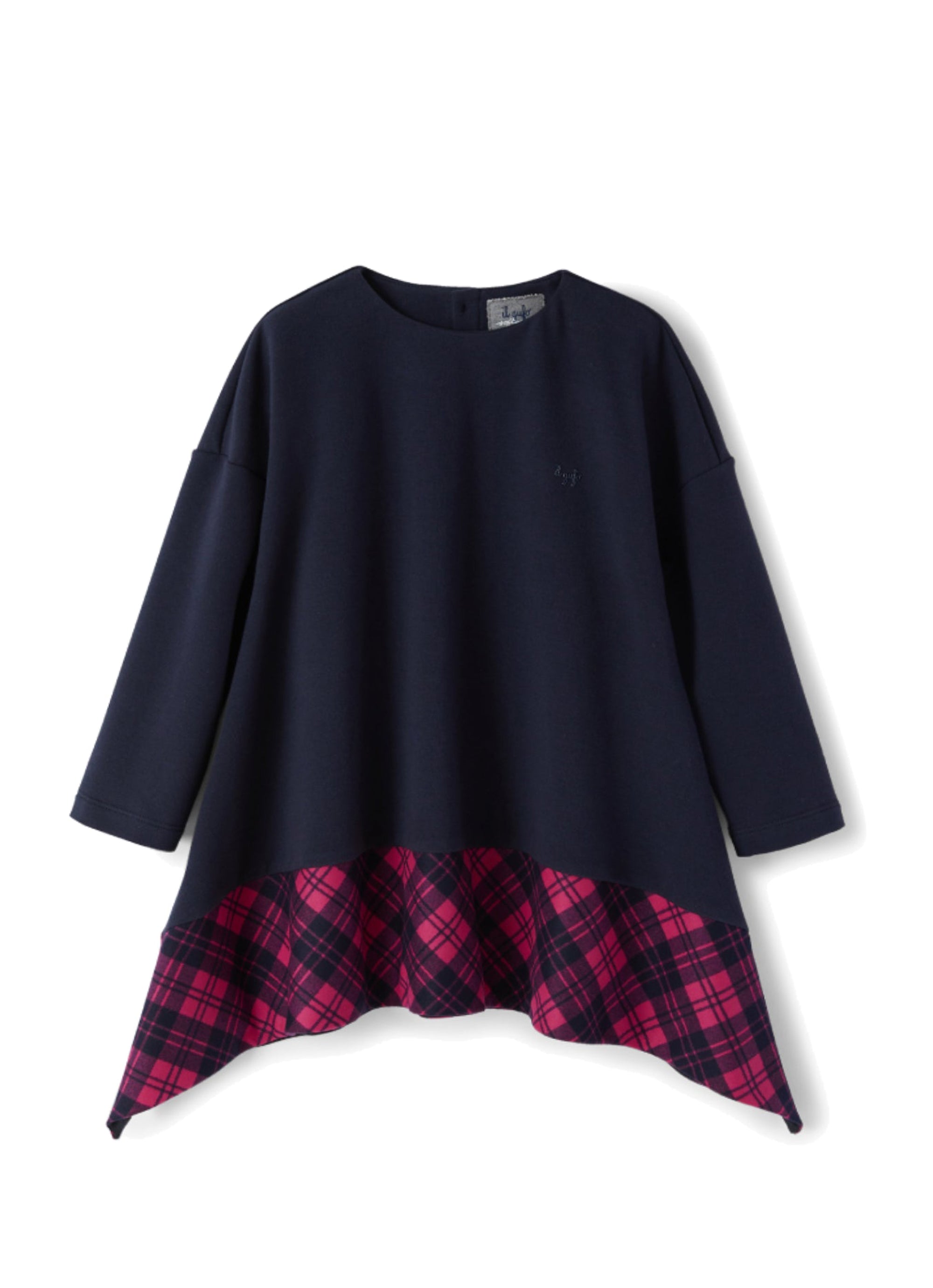 Plush and checked dress - Blue & Barbabietola