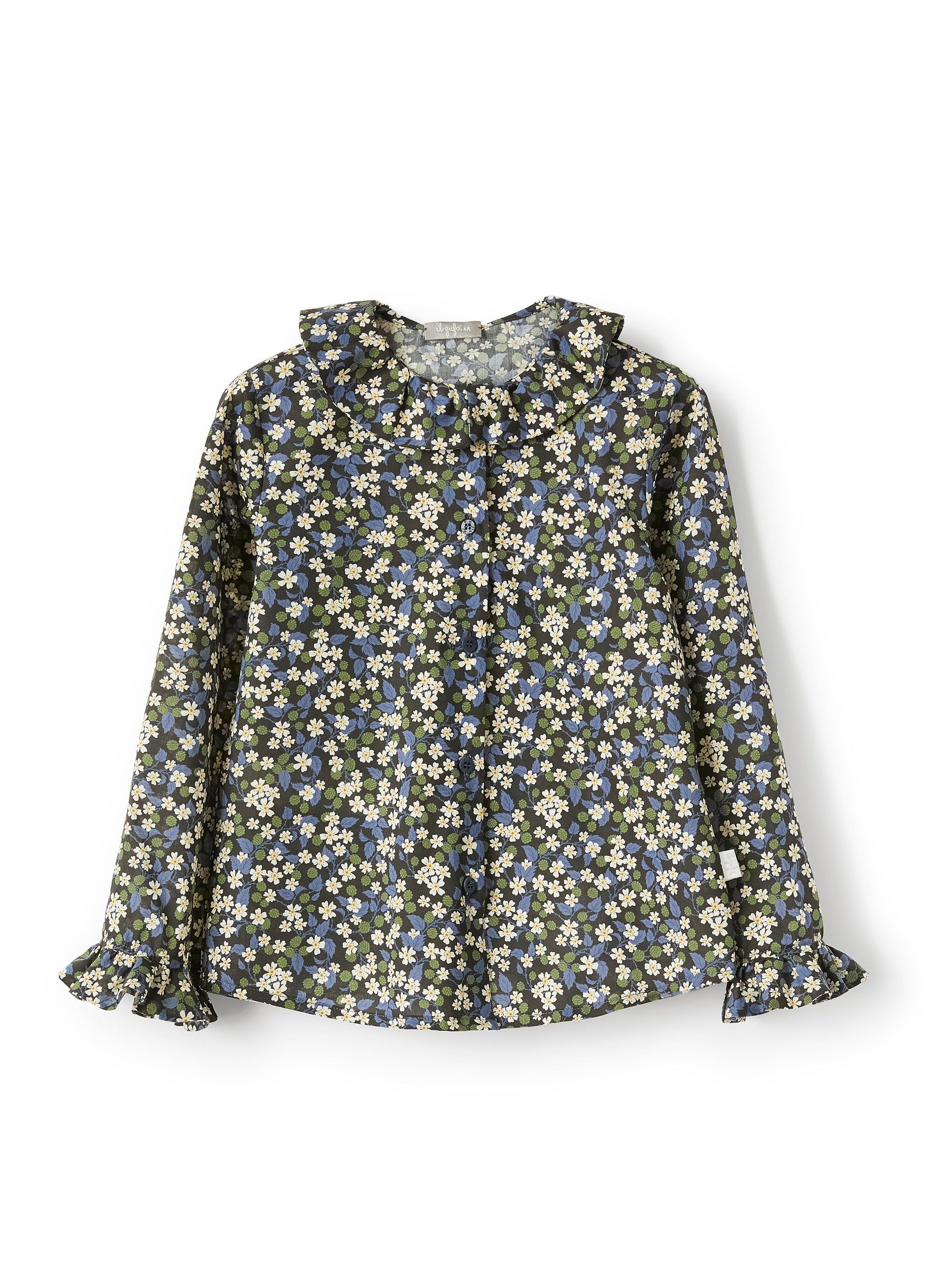 Floral print long-sleeved shirt - Leaf Green