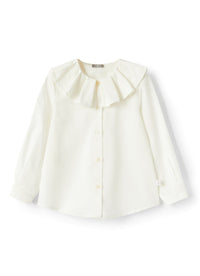 Shirt with maxi ruffled collar - Latte