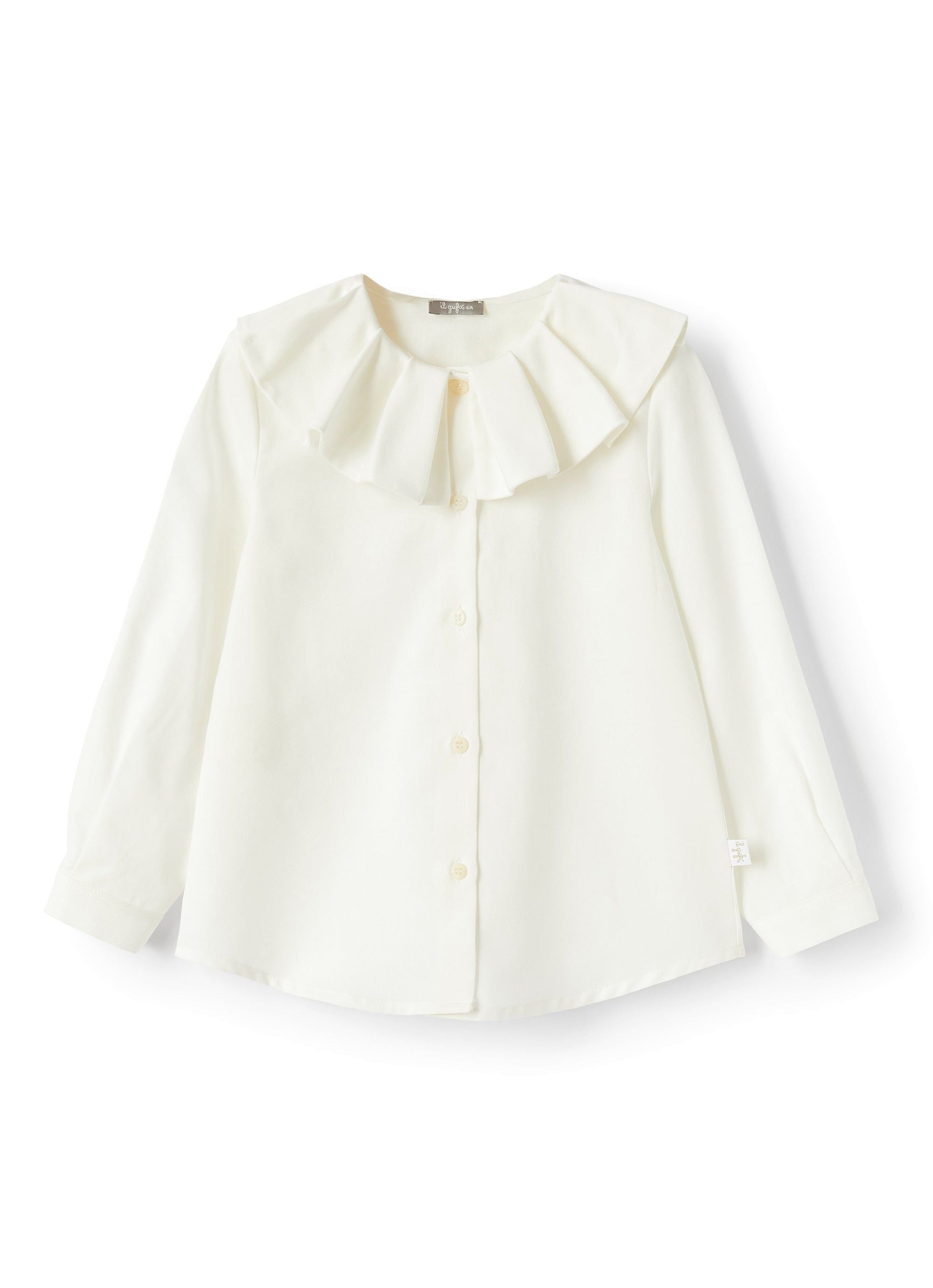 Shirt with maxi ruffled collar - Latte
