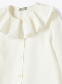 Shirt with maxi ruffled collar - Latte