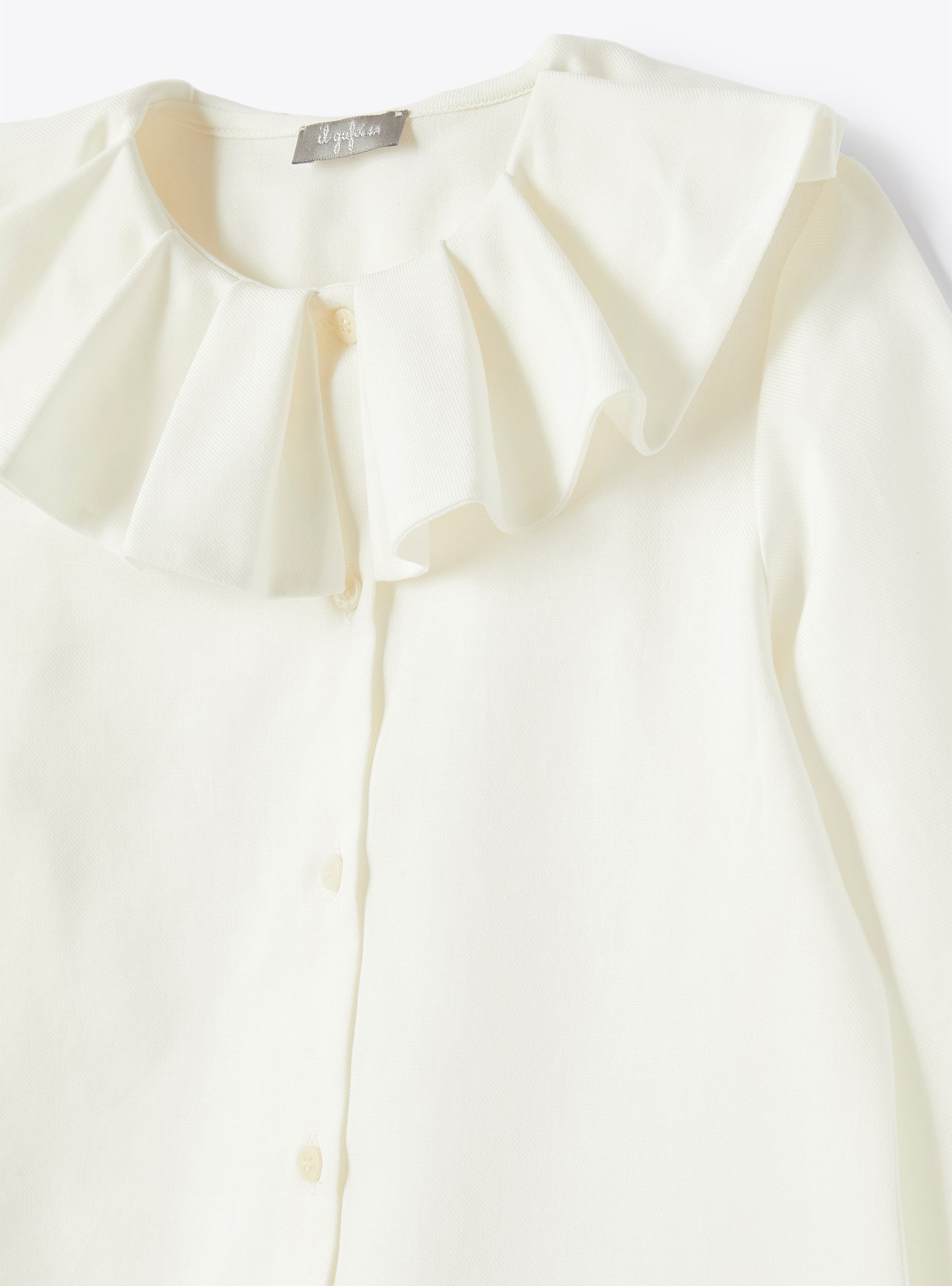 Shirt with maxi ruffled collar - Latte