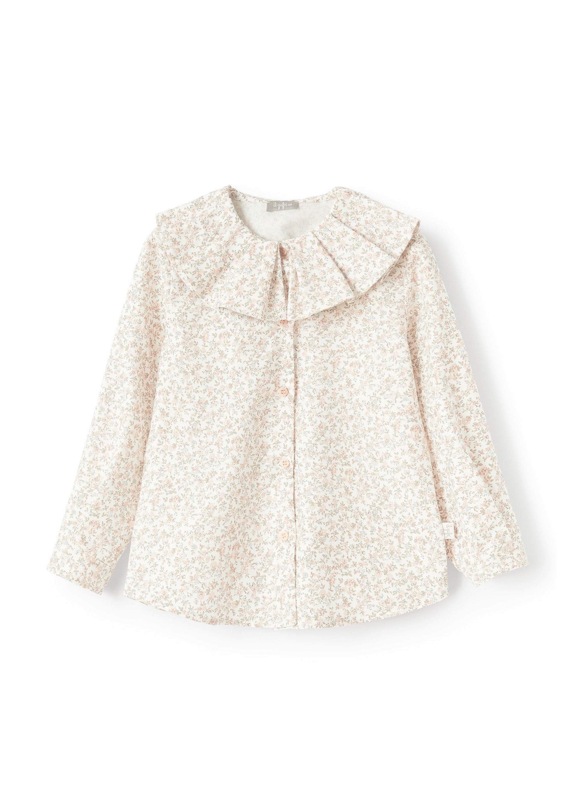 Floral shirt with maxi collar - Quartz Pink