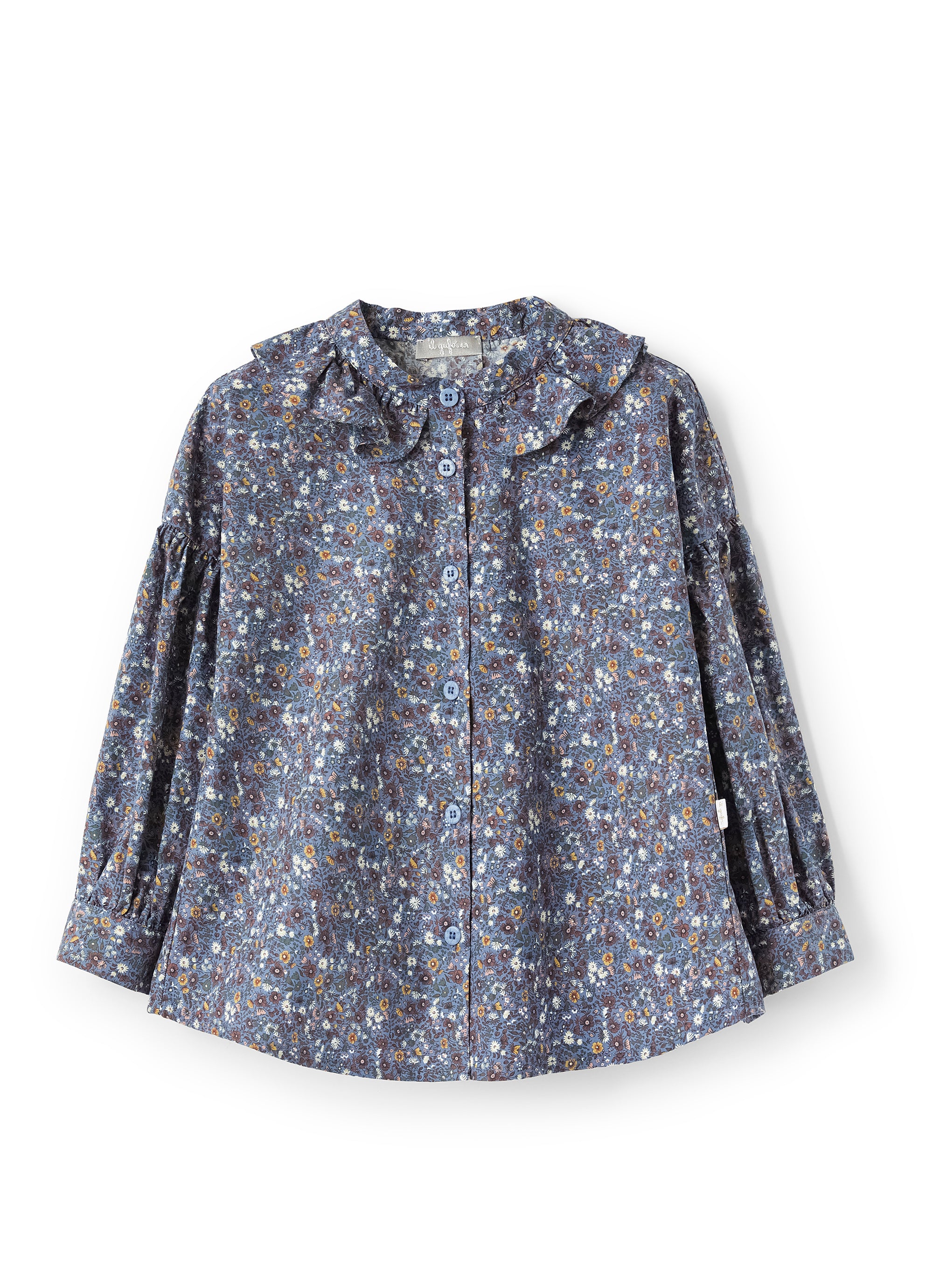 Floral print and ruffle shirt - Night Sky