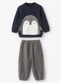 Two-piece fleece set - Navy Blue & Dark Grey