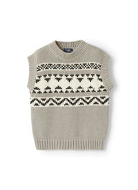 Sleeveless jumper with geometric pattern - Roccia & Latte