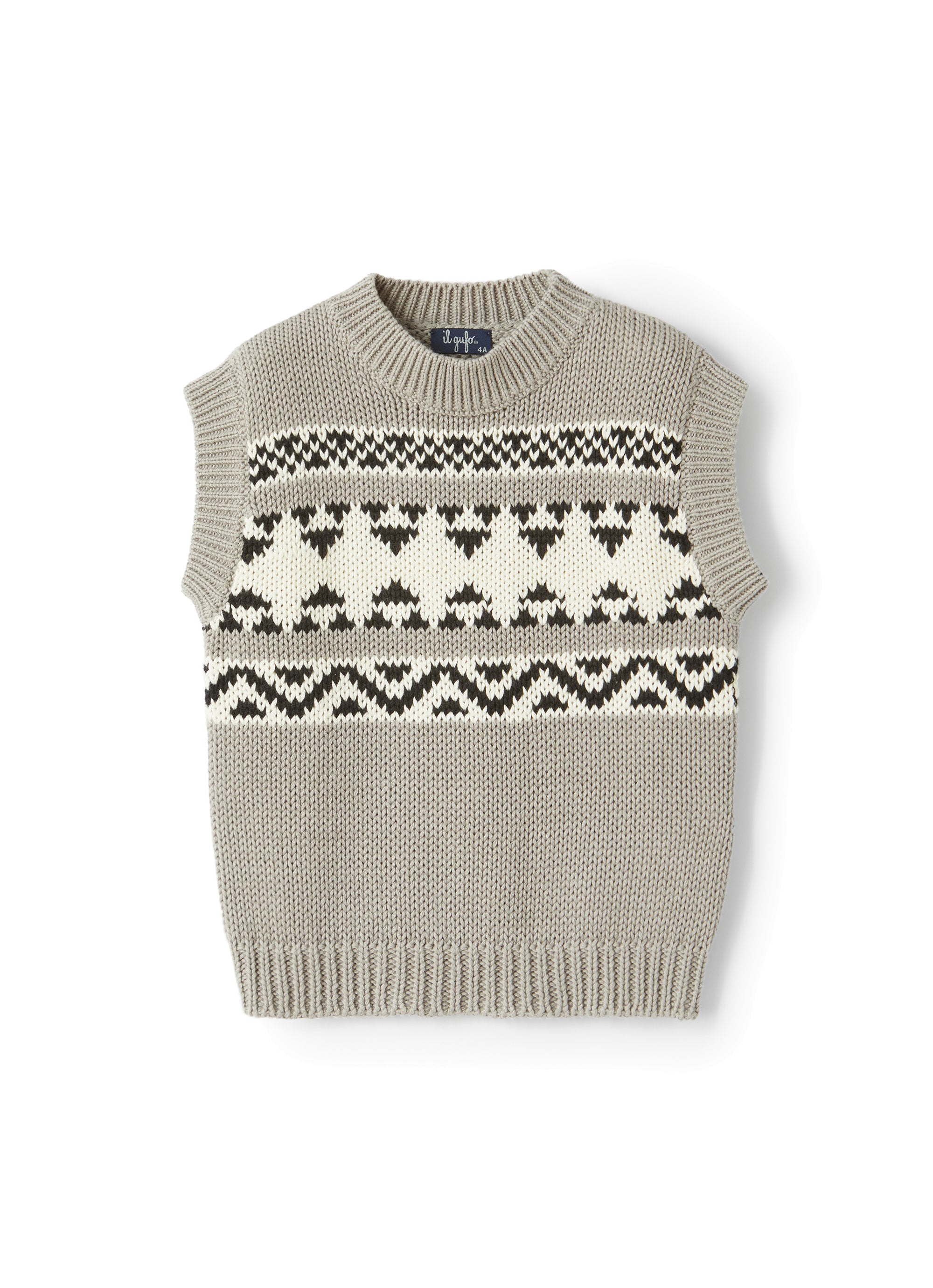 Sleeveless jumper with geometric pattern - Roccia & Latte