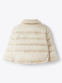 Short padded jacket with teddy inside - Sand