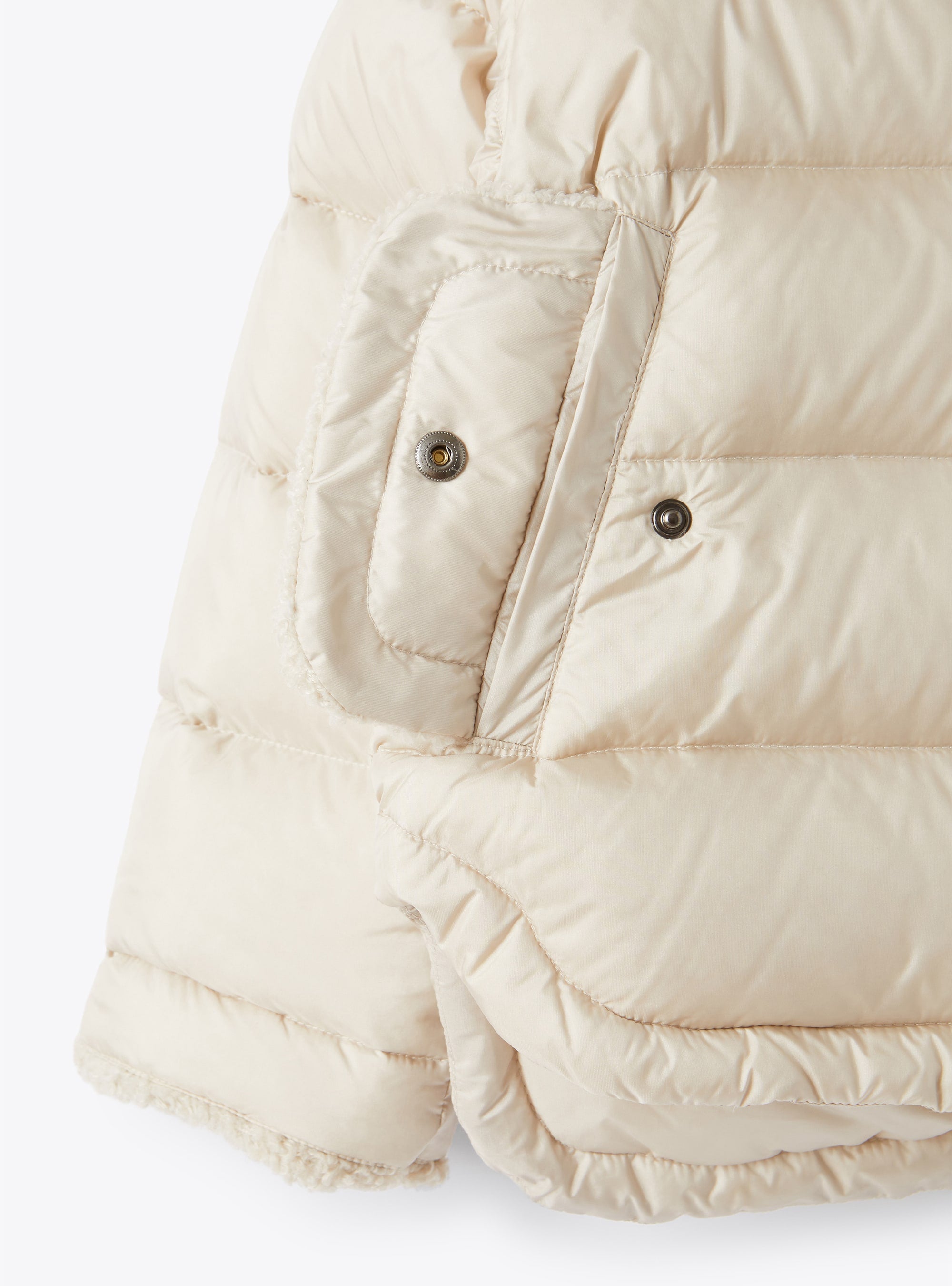 Short padded jacket with teddy inside - Sand