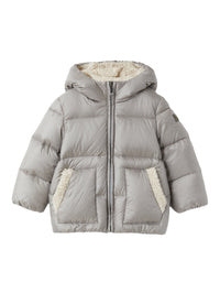 Short waterproof down jacket - Grey & Natural