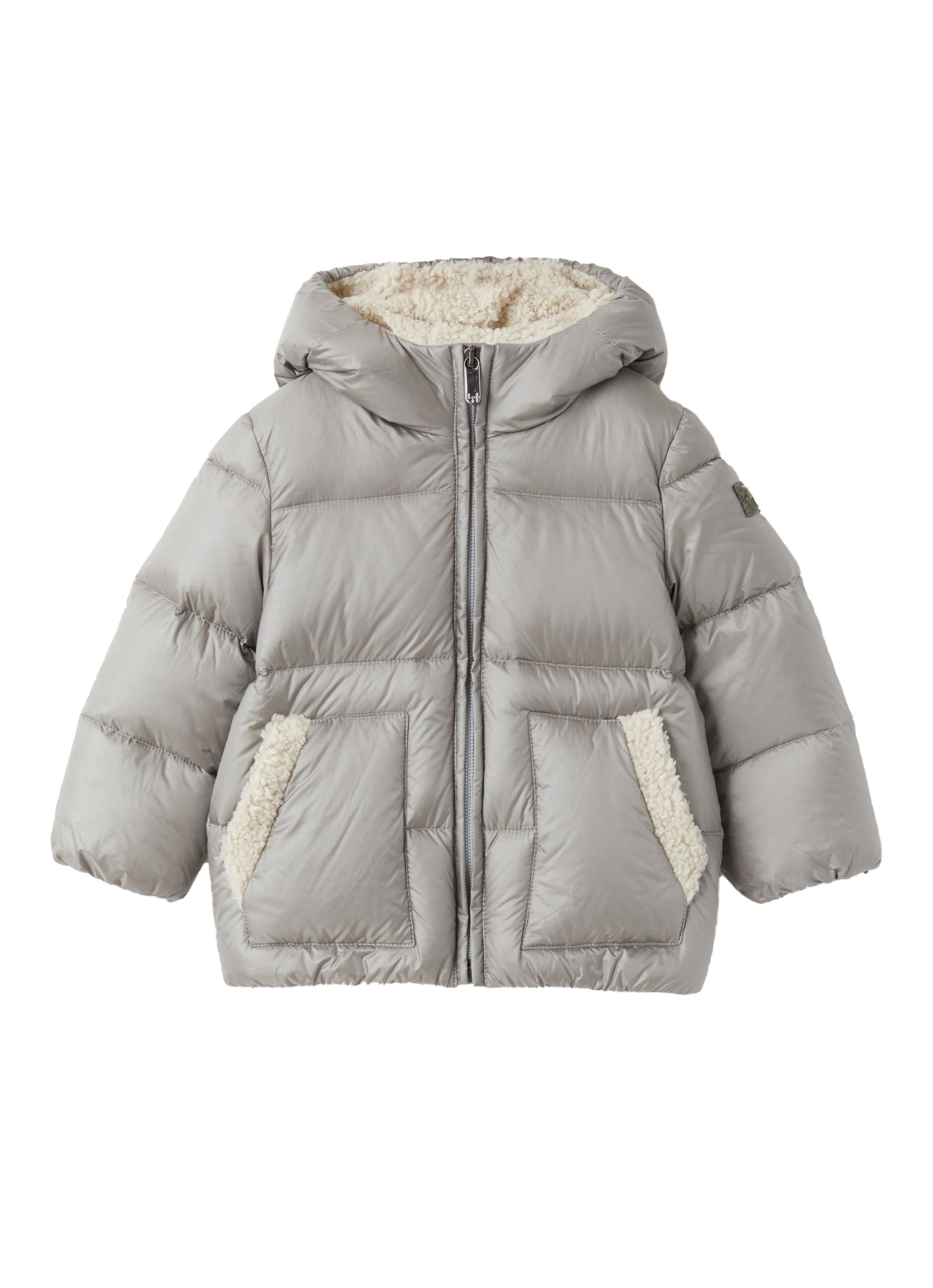 Short waterproof down jacket - Grey & Natural