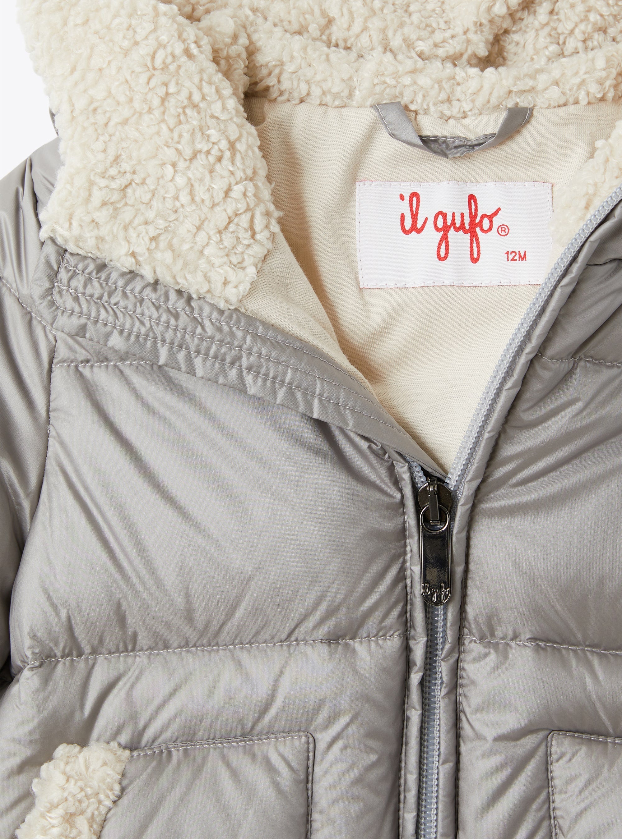Short waterproof down jacket - Grey & Natural