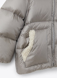 Short waterproof down jacket - Grey & Natural