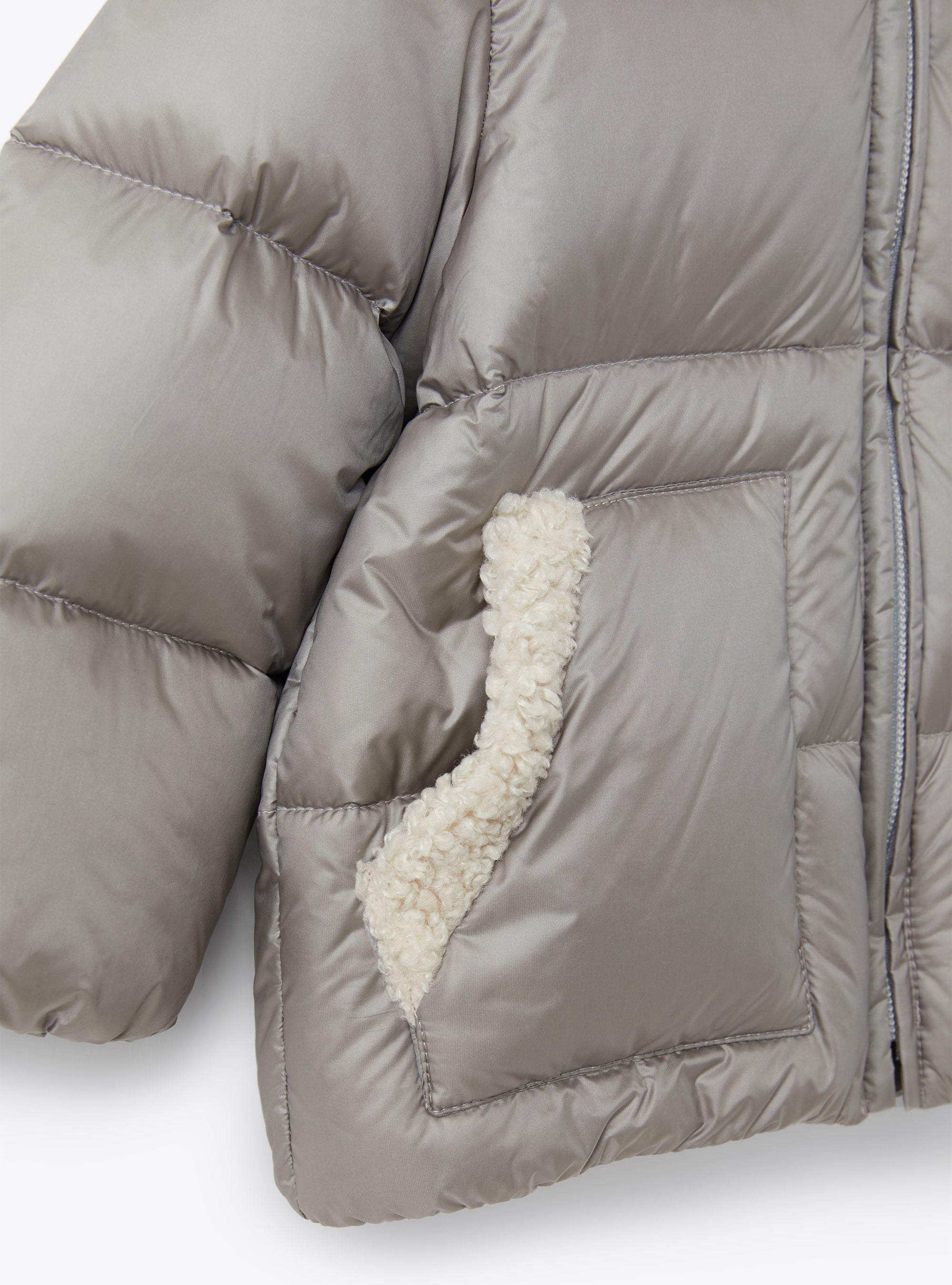 Short waterproof down jacket - Grey & Natural