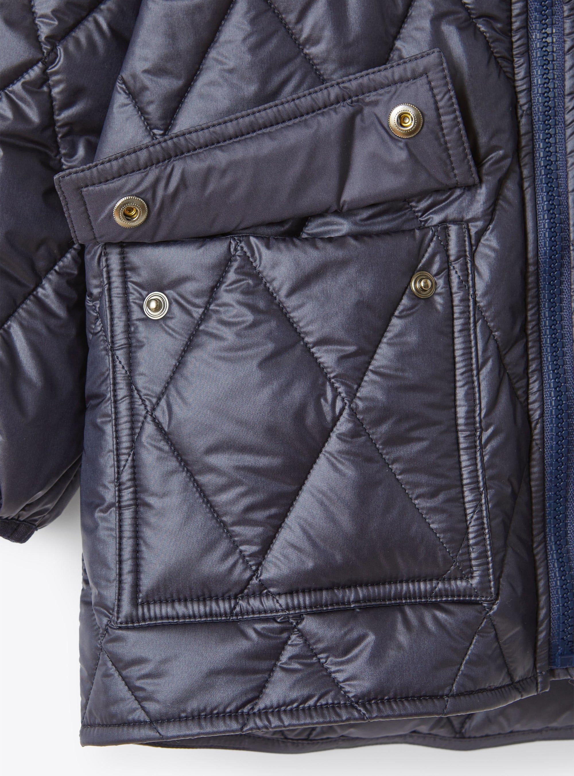 Quilted hooded jacket - Blue & Blue