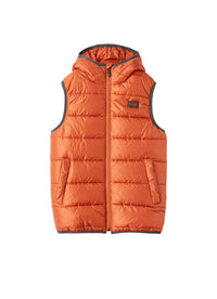 Sleeveless hooded down jacket - Terracotta & Carbon