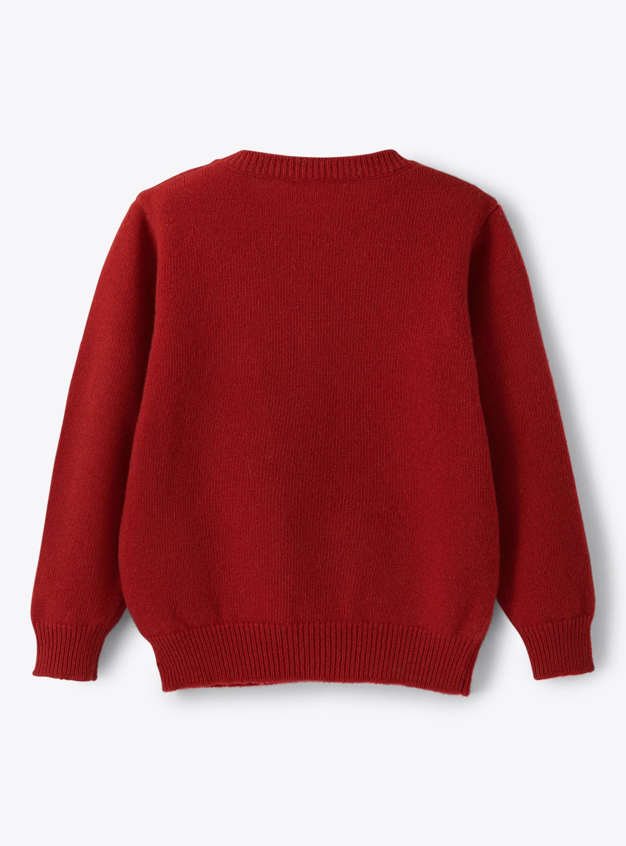Reindeer jumper with wool pompons - Berry
