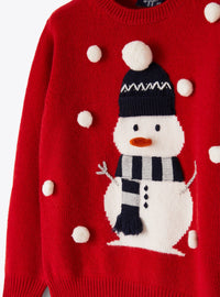 Wool snowman jumper - Berry