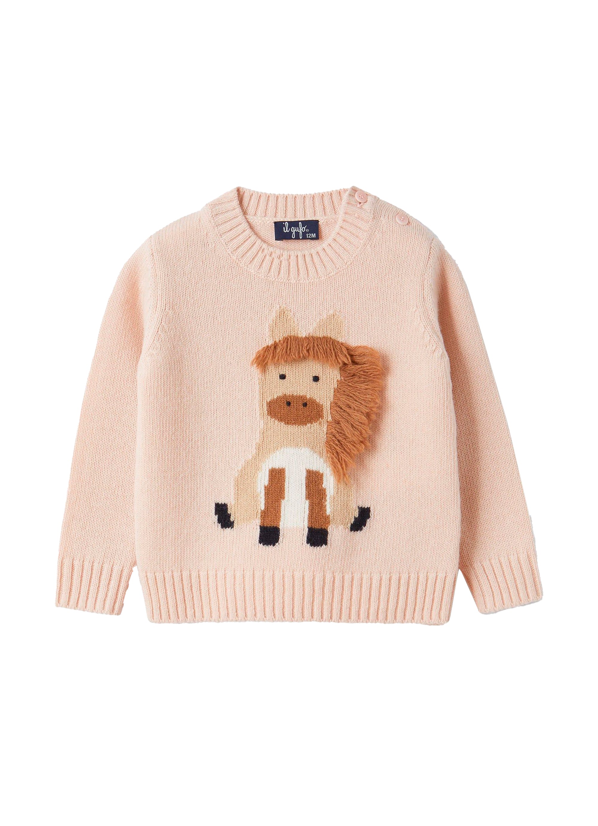 Wool embroidered pony jumper - Quarzo Rosa