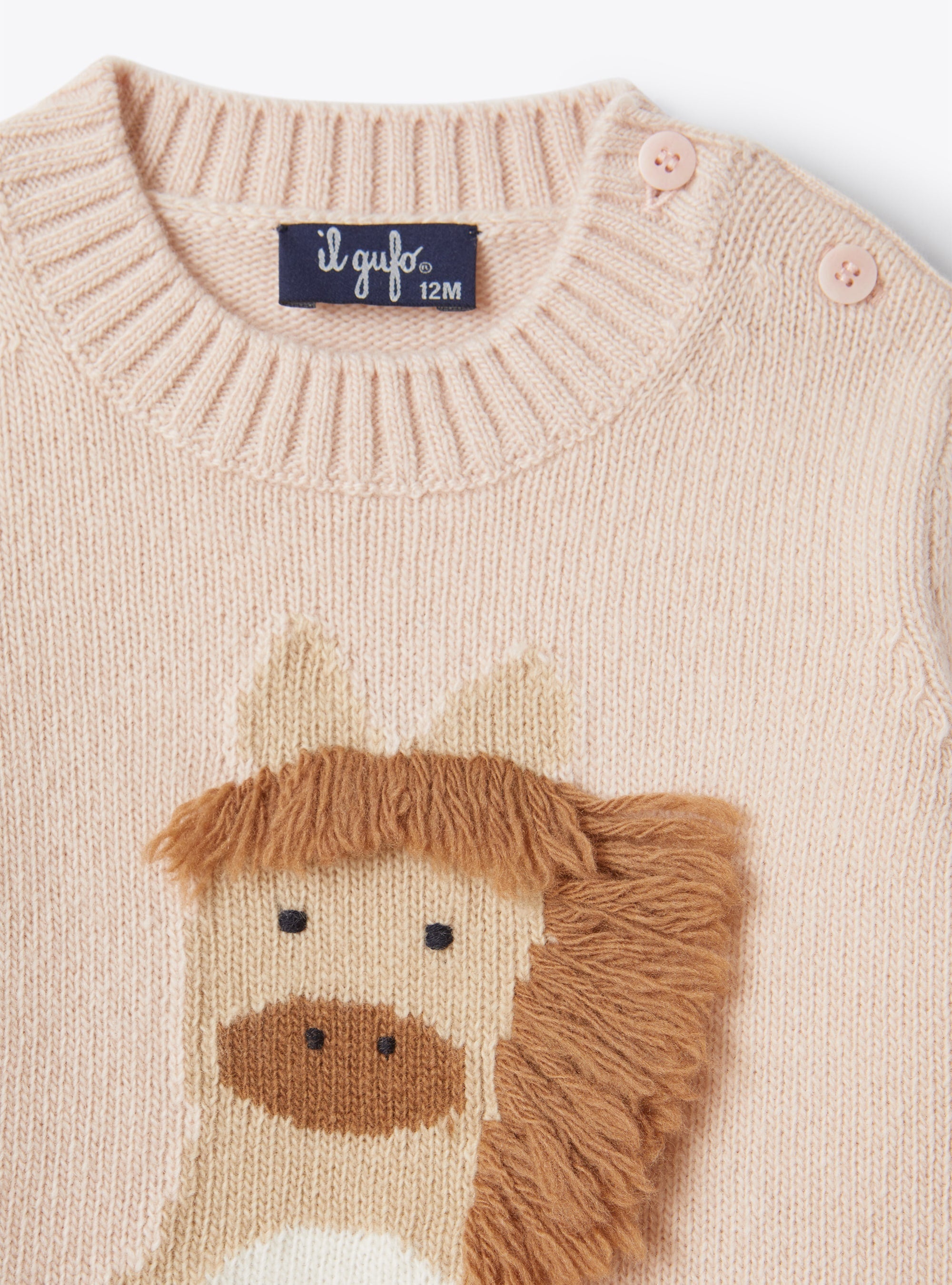 Wool embroidered pony jumper - Quarzo Rosa