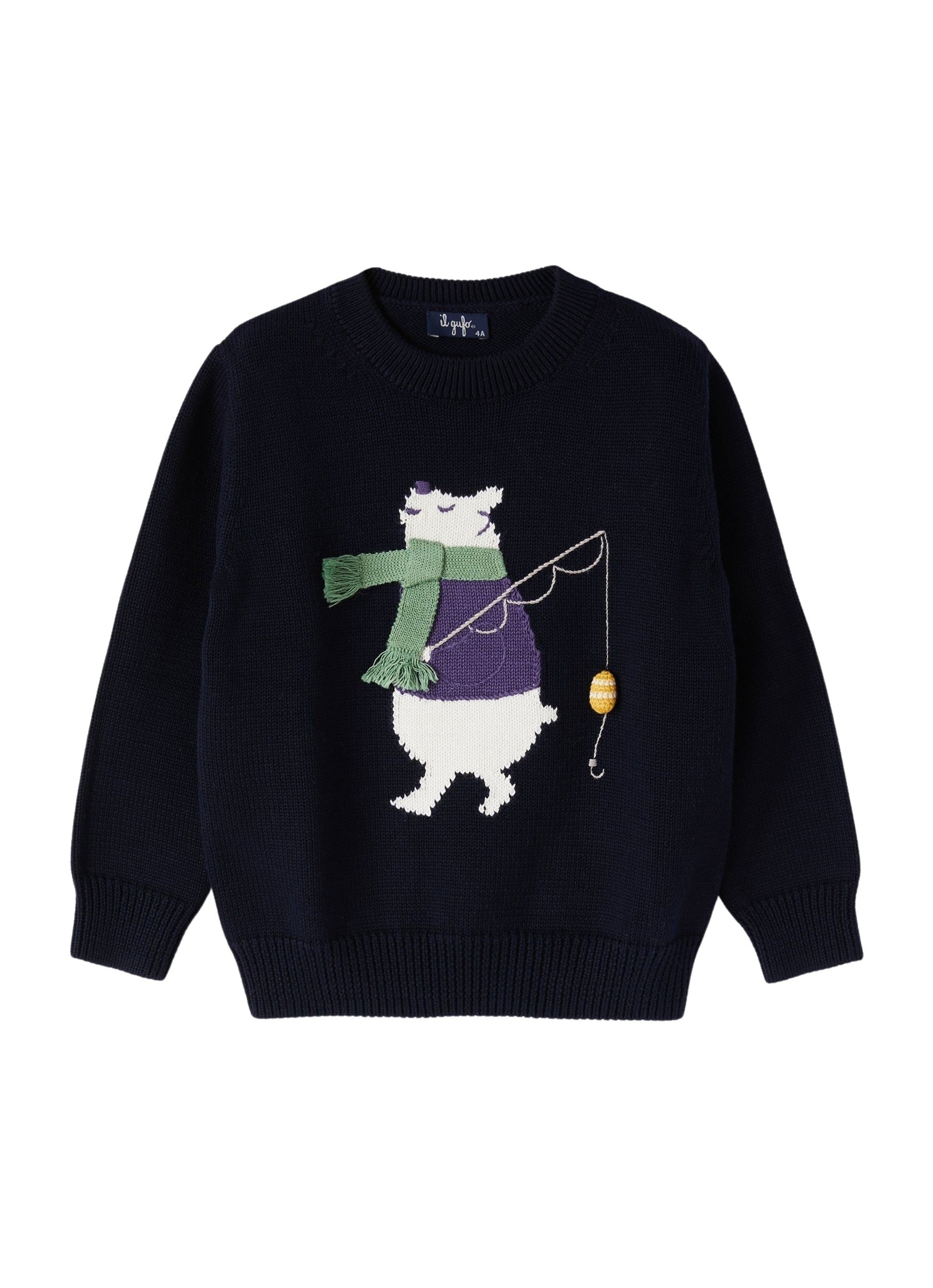 Crew-neck jumper with embroidery - Navy Blue & Royal Blue